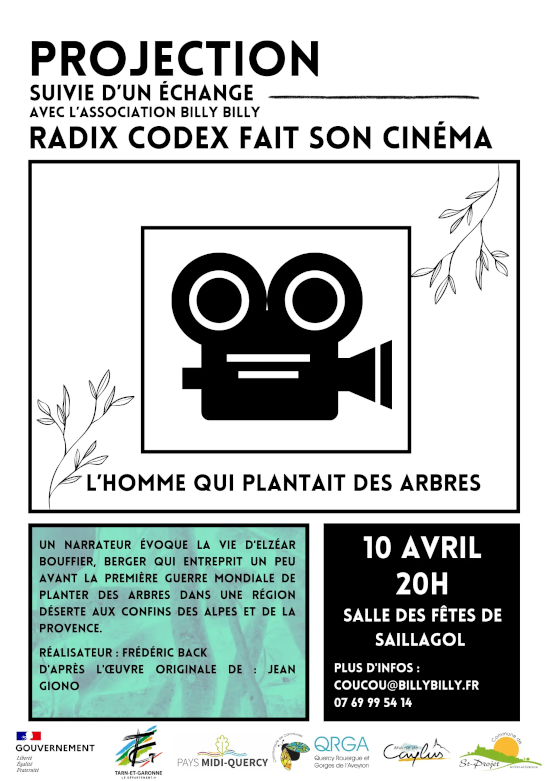 Affiche de la projection du film l'homme qui plantait des arbres